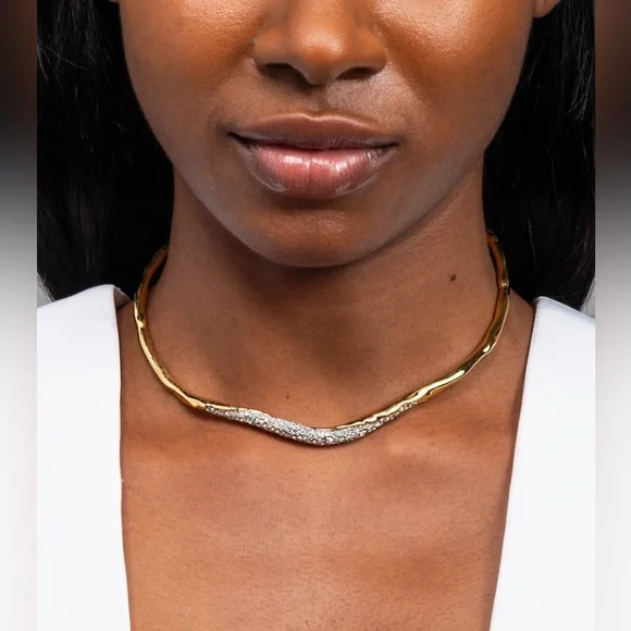 ALEXIS BITTAR • Solanales Gold Crystal Skinny Collar Necklace